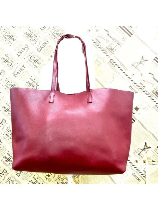 Saint Laurent Shopping Tote Shoulder Bag Red A3 Business Travel - Picture 2 of 16